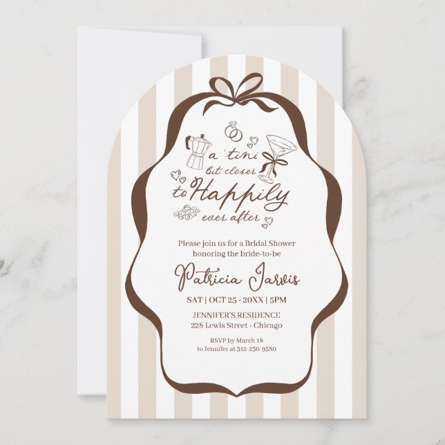 A Tini Bit Closer To I Do Espresso Martini QR Code Invitation (Front)