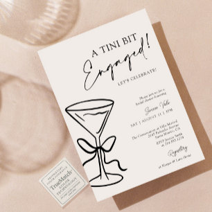 A Tini Bit Engaged Black Bow Martini Bridal Shower Invitation