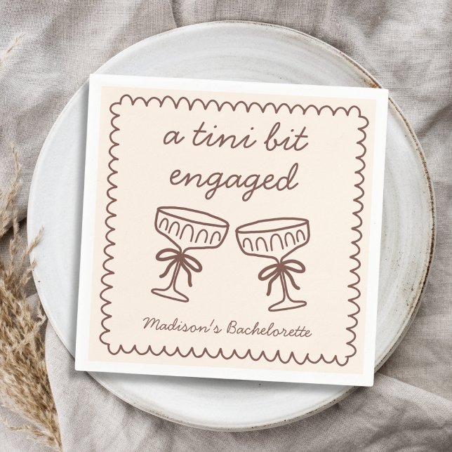 A Tini Bit Engaged Espresso Martini Bachelorette Napkin (A Tini Bit Engaged Espresso Martini Bachelorette Napkins)