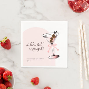A tini bit engaged Martini Pink Bachelorette Napkin
