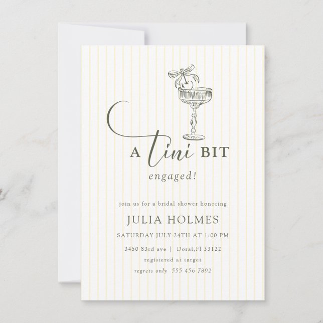 a Tini Bit Engaged  Modern Elegant Bridal Shower Invitation (Front)