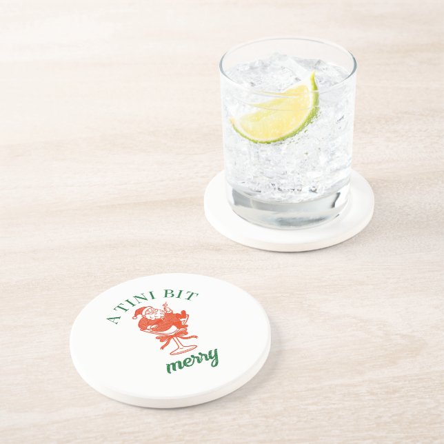 A Tini Bit Merry Christmas Santa Claus Coaster (Side)