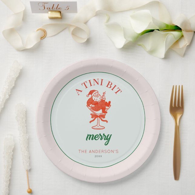 A Tini Bit Merry Christmas Santa Claus Paper Plate (Wedding)
