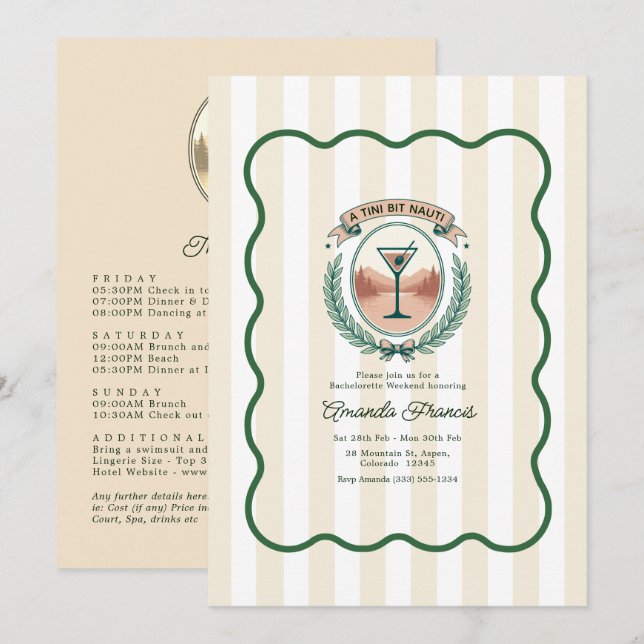 A Tini Bit Nauti Lake Bachelorette Weekend Invitation (Front/Back)