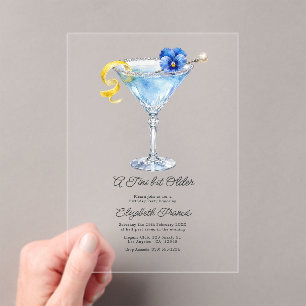A Tini Bit Older Blue Martini Luxury Birthday Acrylic Invitations