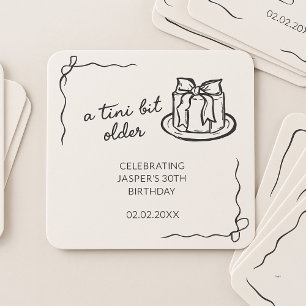 A Tini Bit Older Bow Cake Birthday Party Favor  Square Paper Coaster