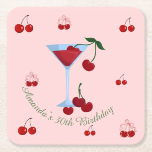 A Tini Bit Older Cherrytini Birthday Square Paper Coaster