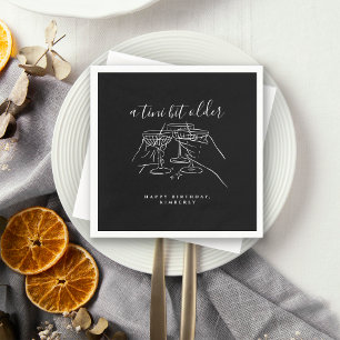 A Tini Bit Older Chic Black Martini Birthday Party Napkin