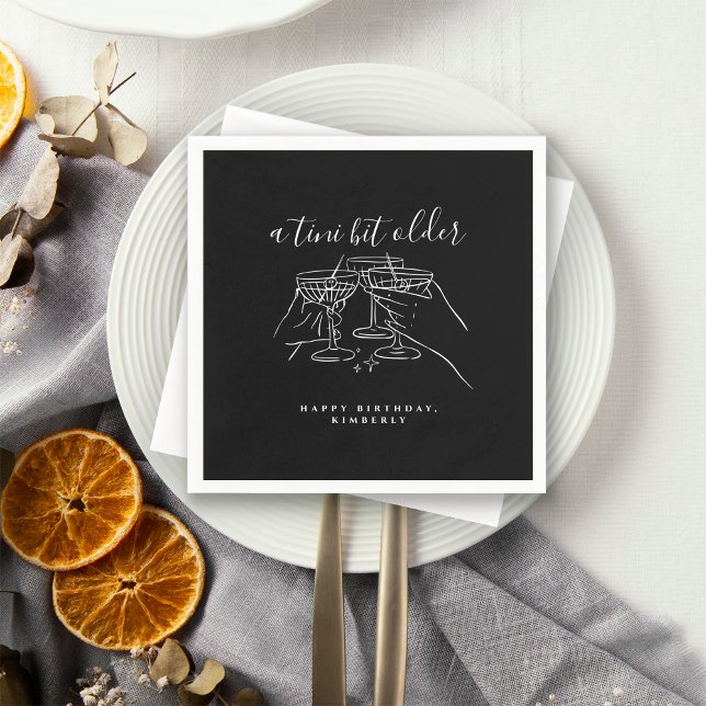 A Tini Bit Older Chic Black Martini Birthday Party Napkin (Creator Uploaded)