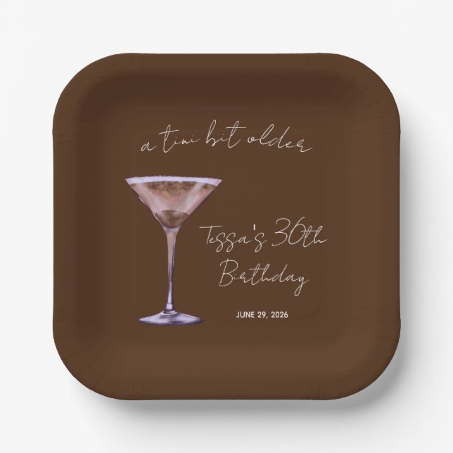 A Tini Bit Older Chocolate Martini Themed Party Paper Plate (Front)