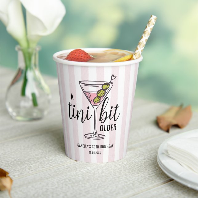 A Tini Bit Older Cute Pink Martini Themed Birthday Paper Cups (Insitu)