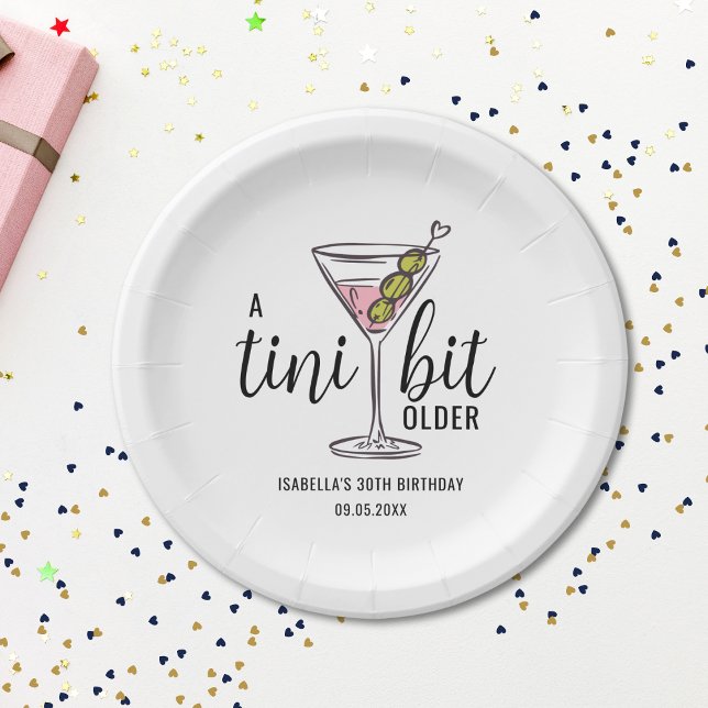 A Tini Bit Older Cute Pink Martini Themed Birthday Paper Plate (Creator Uploaded)