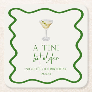 A Tini Bit Older Dirty Martini Birthday Party Square Paper Coaster
