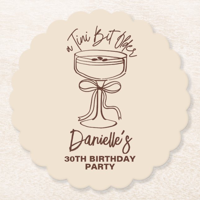 A Tini Bit Older Espresso Martini 30th Birthday Paper Coaster (Front)