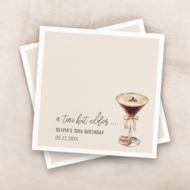 A Tini Bit Older Espresso Martini Birthday Napkin (Creator Uploaded)