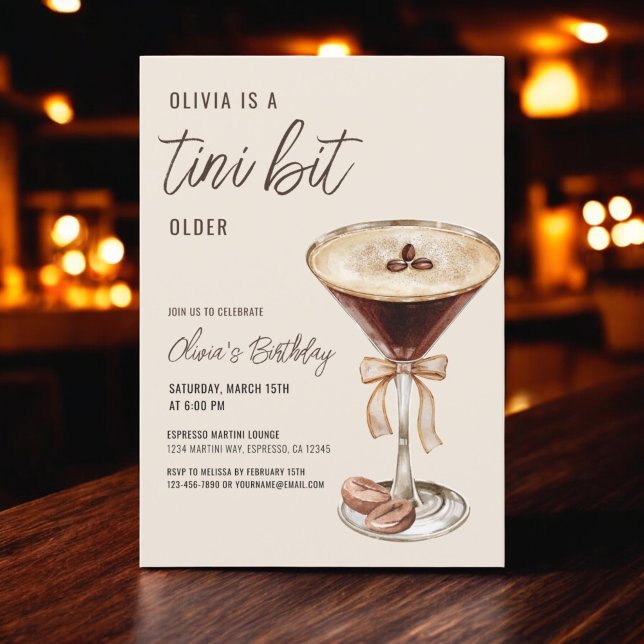 A Tini Bit Older Espresso Martini Birthday Party Invitation (Creator Uploaded)