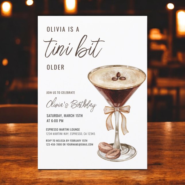 A Tini Bit Older Espresso Martini Birthday Party Invitation (Creator Uploaded)