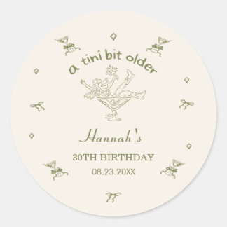 A Tini Bit Older Espresso Martini Bow Birthday Classic Round Sticker