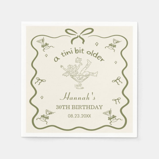 A Tini Bit Older Espresso Martini Bow Birthday  Napkin (Front)