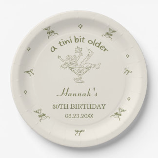 A Tini Bit Older Espresso Martini Bow Birthday Paper Plate