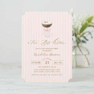 A Tini Bit Older Espresso Martini Striped Birthday Invitation