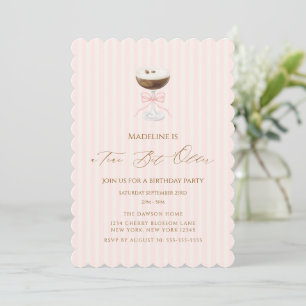 A Tini Bit Older Espresso Martini Striped Birthday Invitation