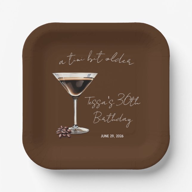 A Tini Bit Older Espresso Martini Themed Party Paper Plate (Front)