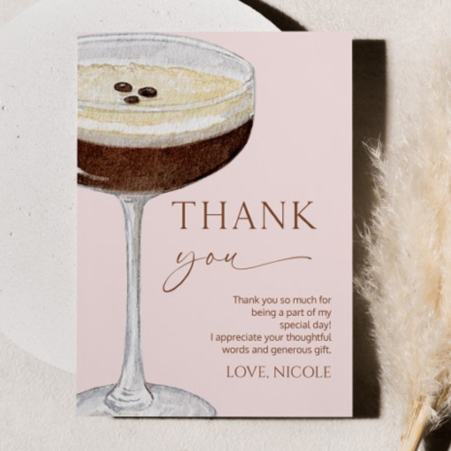 A Tini Bit Older Expresso Martini Birthday Party Thank You Card (Creator Uploaded)