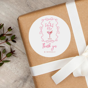 A Tini Bit Older Hand Drawn Martini Thank You Classic Round Sticker