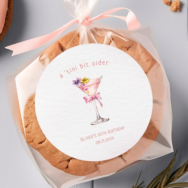 A Tini Bit Older Martini 30th Birthday Party Classic Round Sticker (Creator Uploaded)