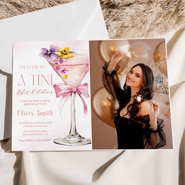 A Tini Bit Older Martini 30th Birthday Party Photo Invitation (Creator Uploaded)