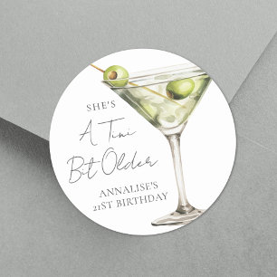 A Tini Bit Older Martini Birthday Classic Round Sticker