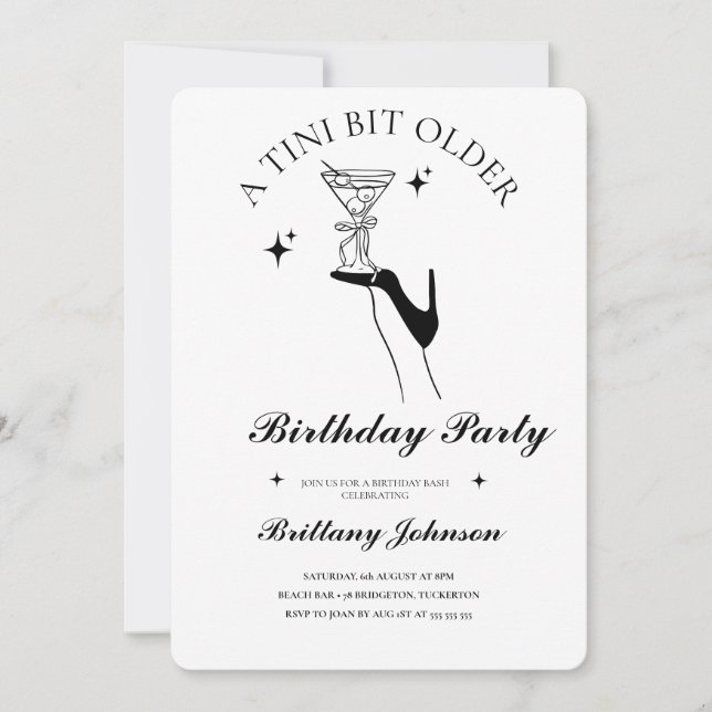 A Tini Bit Older Martini Birthday Invitation (Front)
