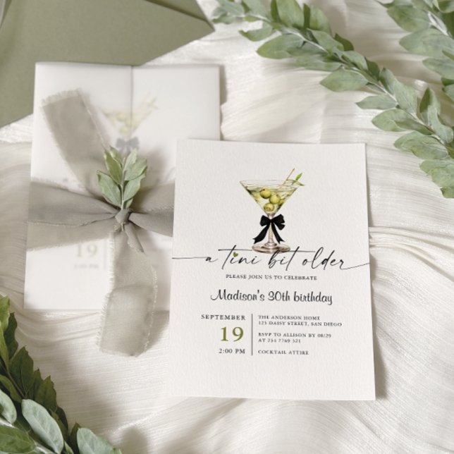 A Tini Bit Older Martini Birthday Invitation (Creator Uploaded)