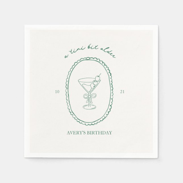 A Tini Bit Older" Martini Birthday Napkin (Front)