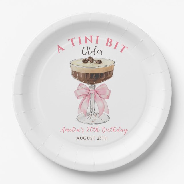 A Tini Bit Older Martini Birthday Paper Plate (Front)