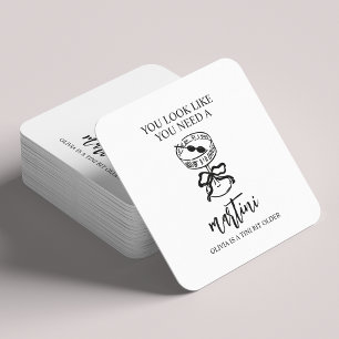 A Tini Bit Older Martini Birthday Party Favour Square Paper Coaster