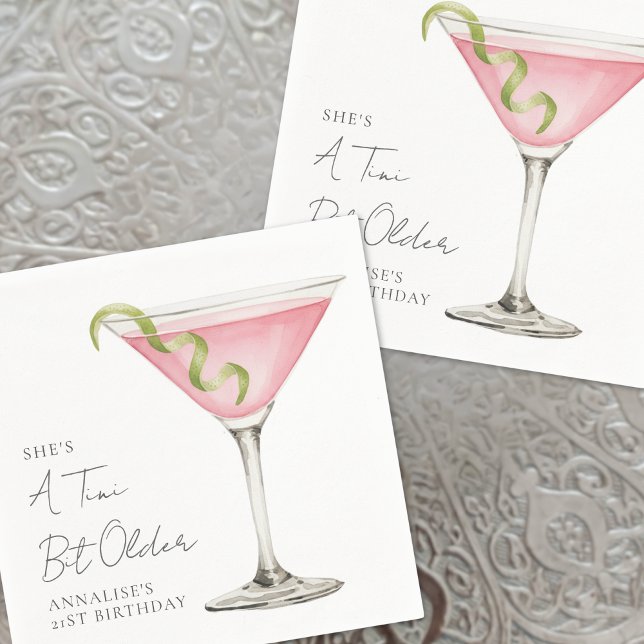 A Tini Bit Older Martini Birthday Party Napkin (A Tini Bit Older Martini Birthday Party Napkins)
