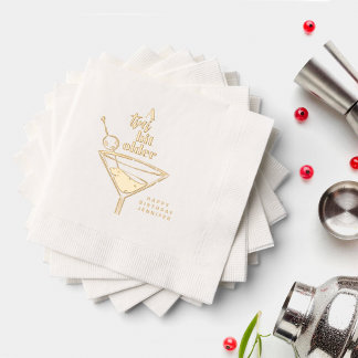 A Tini Bit Older Martini Birthday White Gold Foil Napkins