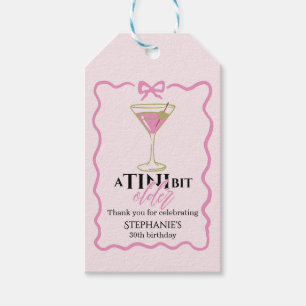 A Tini Bit Older Martini Cute Pink Border Birthday Gift Tags