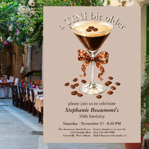 A Tini Bit Older Martini Espresso Brown Bow 30th Invitation