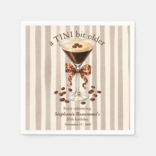 A Tini Bit Older Martini Espresso Stripes Bow 30th Napkin