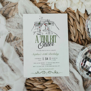 A Tini Bit Older Martini Olive Cocktail Birthday Invitation