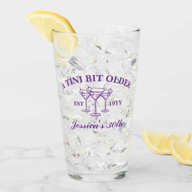 A Tini Bit Older Martini Purple Birthday Party  Glass (Front Ice)