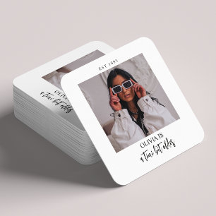 A Tini Bit Older Martini Themed Photo Party Favor  Square Paper Coaster