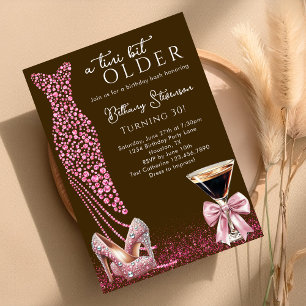 A Tini Bit Older Mocha Pink Glam Birthday Party Invitation
