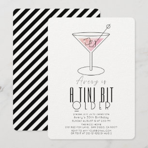 A Tini Bit Older Modern Pink Martini Birthday Invitation