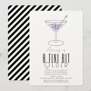 A Tini Bit Older Modern Purple Martini Birthday Invitation