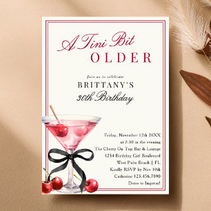 A Tini Bit Older Old Money Cherry Martini Birthday Invitation