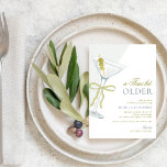A Tini Bit Older Olive Martini Birthday Party Invitation<br><div class="desc">Surprise your loved ones with this stylish birthday party invitation,  featuring pretty martini with a bow and editable details. Easily customise it by clicking on the "personalise" option.</div>